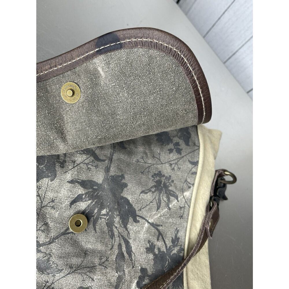 New! Myra Bag Purse Crossbody Bag Canvas and Leather Trees Leaves Print - Picture 3 of 6